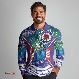 Australia New South Wales Long Sleeve Polo Shirt NSW Orta Recens Quam Pura Nites LT9