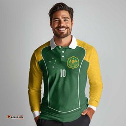 Custom Australia Football Long Sleeve Polo Shirt Aboriginal Pattern Sporty Style-Green Color LT03