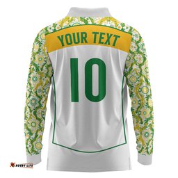 Custom Australia Football Long Sleeve Polo Shirt Aboriginal Pattern Sporty Style-White Color LT03