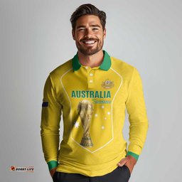 Custom Australia Soccer Long Sleeve Polo Shirt Aussie Aussie Oi Oi Oi LT15