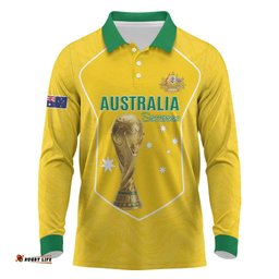 Custom Australia Soccer Long Sleeve Polo Shirt Aussie Aussie Oi Oi Oi LT15