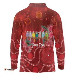 Australia Budgerigar Christmas Personalised Long Sleeve Polo Shirt Budgies Hakea Have A Good Chrissie LT14