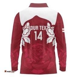 Custom England Rugby 2025 Long Sleeve Polo Shirt Go Champions Red Rose LT14