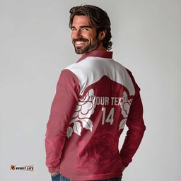 Custom England Rugby 2025 Long Sleeve Polo Shirt Go Champions Red Rose LT14