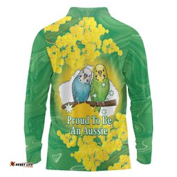 Budgerigar Australia Day Long Sleeve Polo Shirt Proud To Be An Aussie Opal National Color LT14