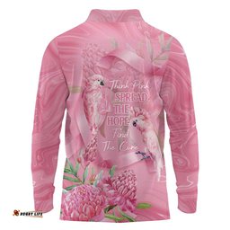 Australia Breast Cancer Awareness Long Sleeve Polo Shirt Think Pink Cockatoos Ribbon LT14