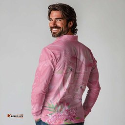 Australia Breast Cancer Awareness Long Sleeve Polo Shirt Think Pink Cockatoos Ribbon LT14