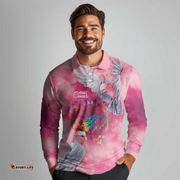 Australia Fight Cancer In All Colors Long Sleeve Polo Shirt Galah Pink Tie Dye LT7