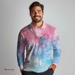 Australia NAIDOC Week 2026 50 Years Deadly Long Sleeve Polo Shirt Celestial Glows LT7
