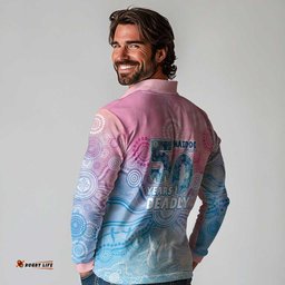 Australia NAIDOC Week 2026 50 Years Deadly Long Sleeve Polo Shirt Celestial Glows LT7