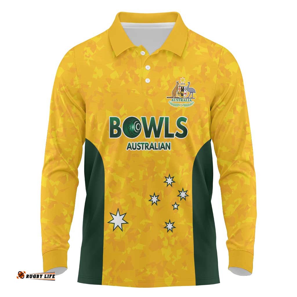 Australian Lawn Bowls Custom Long Sleeve Polo Shirt Aussie Minimalist Style LT9