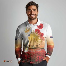 Australia Cockatoo ANZAC Day Long Sleeve Polo Shirt Lest We Forget LT05
