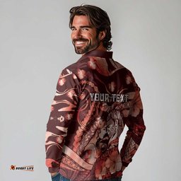 Personalised Maori Romantic Valentine Long Sleeve Polo Shirt The Hongi Kiss Red Galaxy DT05