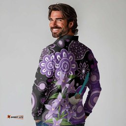 Australia Epilepsy Awareness Long Sleeve Polo Shirt Purple-crowned Fairywren Boronia Aboriginal LT14