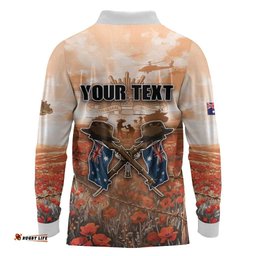Personalised ANZAC Day Long Sleeve Polo Shirt Commemorative Soldier Tribute DT05