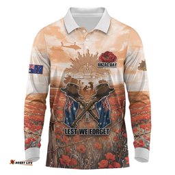 Personalised ANZAC Day Long Sleeve Polo Shirt Commemorative Soldier Tribute DT05