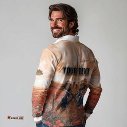 Personalised ANZAC Day Long Sleeve Polo Shirt Commemorative Soldier Tribute DT05
