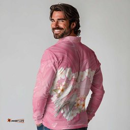 Personalised Pink Galah Australia Valentine's Day Long Sleeve Polo Shirt I Love You With All My Heart LT14
