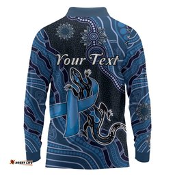 Personalised Autism Awareness Long Sleeve Polo Shirt Hope Ribbon And Aboriginal Patterns DT05