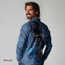 Personalised Autism Awareness Long Sleeve Polo Shirt Hope Ribbon And Aboriginal Patterns DT05
