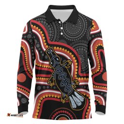 Indigenous Platypus Australia Long Sleeve Polo Shirt Australian Aboriginal Art Proud LT14