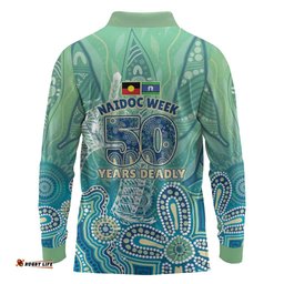 NAIDOC Week - 50 Years Deadly Torres Strait Long Sleeve Polo Shirt Pastel Waves LT7