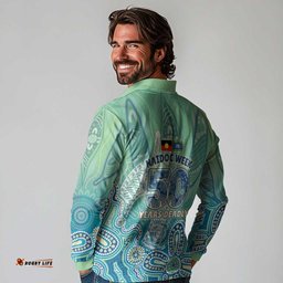 NAIDOC Week - 50 Years Deadly Torres Strait Long Sleeve Polo Shirt Pastel Waves LT7