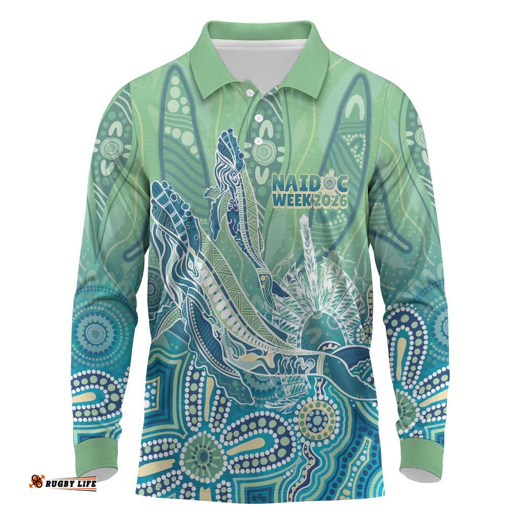 NAIDOC Week - 50 Years Deadly Torres Strait Long Sleeve Polo Shirt Pastel Waves LT7