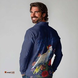 Merry Cocka-mas Long Sleeve Polo Shirt Australia Christmas Blue Art LT9