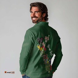 Kia Ora New Zealand Floral Personalized Long Sleeve Polo Shirt Sage Green LT7