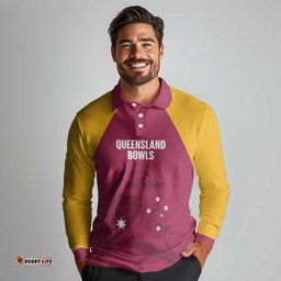 Custom Queensland Bowls Australia Long Sleeve Polo Shirt Go Champions QLD Kookaburra LT14