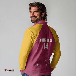 Custom Queensland Bowls Australia Long Sleeve Polo Shirt Go Champions QLD Kookaburra LT14
