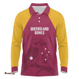Custom Queensland Bowls Australia Long Sleeve Polo Shirt Go Champions QLD Kookaburra LT14