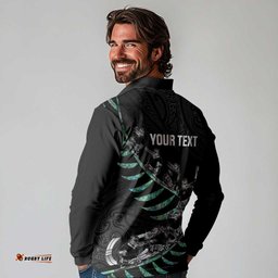 Custom New Zealand Silver Fern Rugby Long Sleeve Polo Shirt Aotearoa Kiwi Maori Pattern LT14