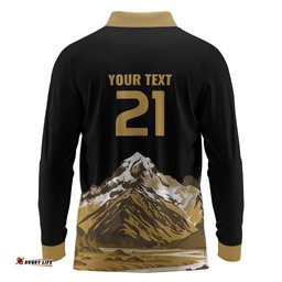 Custom Oceania Football NZ South Island Long Sleeve Polo Shirt Minimal Mount Cook Silhouette LT9