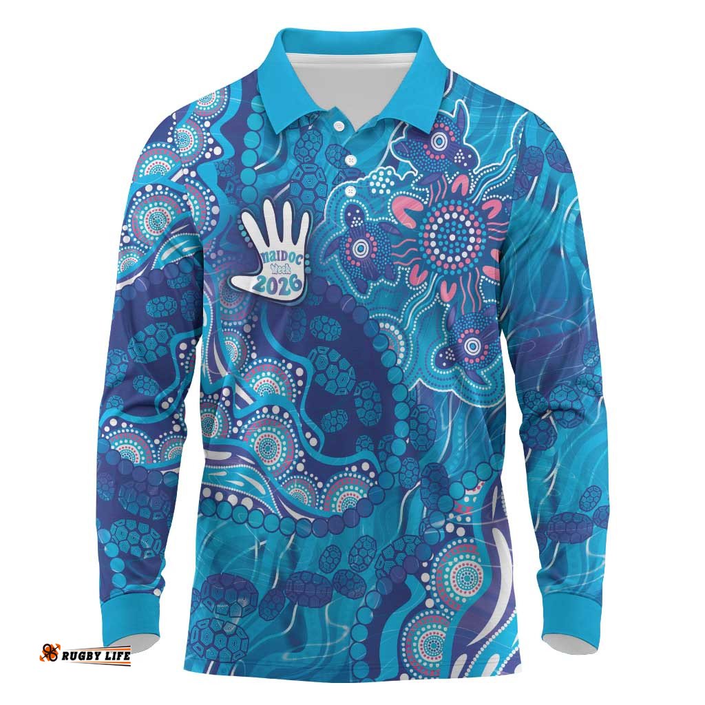 NAIDOC Week 2026 Long Sleeve Polo Shirt Turtle Dream On The Waves DT05
