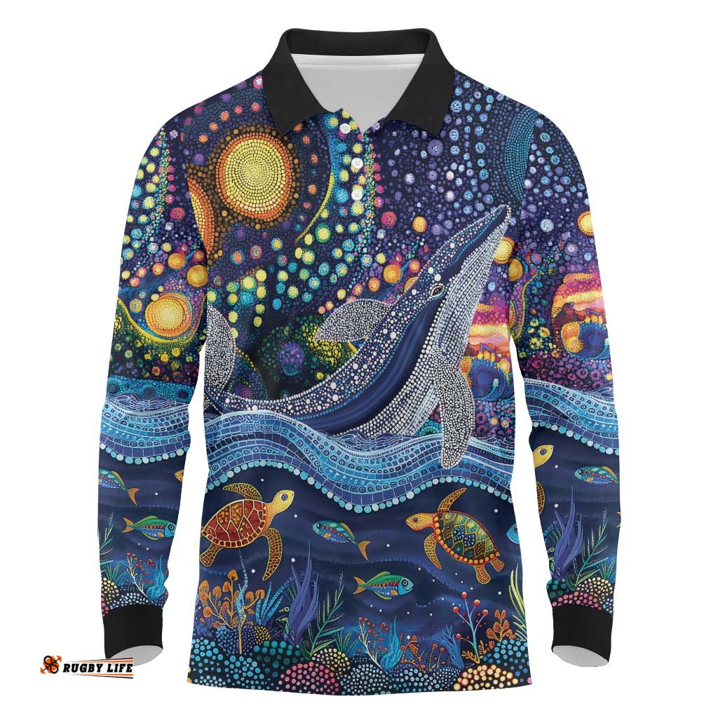 Heal Country Heal Our Nation Aboriginal Dreamtime Long Sleeve Polo Shirt LT9
