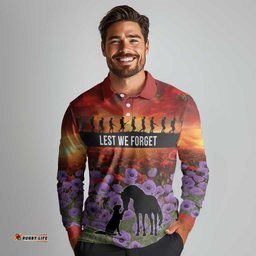 Personalised ANZAC Day Long Sleeve Polo Shirt Remembering the Animals of War LT19