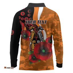 Greater Giants ANZAC Personalised Long Sleeve Polo Shirt Lest We Forget Poppy Camo LT9