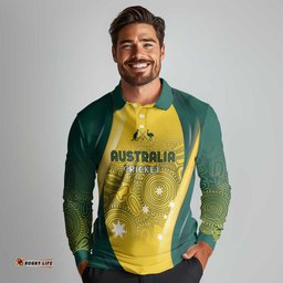 Australia Cricket Custom Indigenous Long Sleeve Polo Shirt Aboriginal Arts GO Aussie LT7