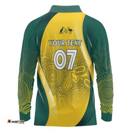 Australia Cricket Custom Indigenous Long Sleeve Polo Shirt Aboriginal Arts GO Aussie LT7