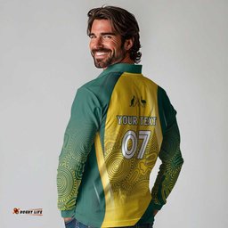 Australia Cricket Custom Indigenous Long Sleeve Polo Shirt Aboriginal Arts GO Aussie LT7