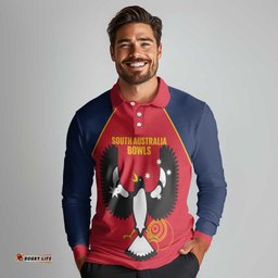 Custom South Australia Bowls Long Sleeve Polo Shirt Go Champions SA Piping Shrike LT14