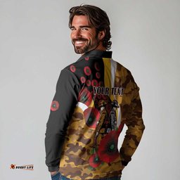 Hawthorn Hawks ANZAC Personalised Long Sleeve Polo Shirt Lest We Forget Poppy Camo LT9