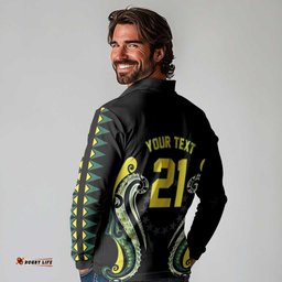 Custom Rugby Cook Islands Avaiki Long Sleeve Polo Shirt Black Kuki Airani Tribal Maori Inspired LT9