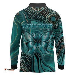 Personalised Ovarian Cancer Awareness Long Sleeve Polo Shirt This Is What A Fighter Looks Like DT05