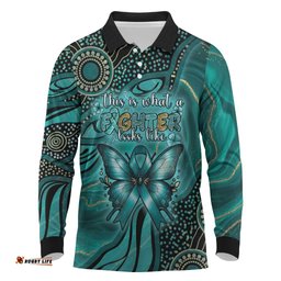 Personalised Ovarian Cancer Awareness Long Sleeve Polo Shirt This Is What A Fighter Looks Like DT05