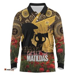 Personalised Australia Matildas ANZAC Day Long Sleeve Polo Shirt Last Post Poppy Lest We Forget LT14