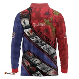 Personalised ANZAC Spirit 1915-2026 Filmstrip Tribute Long Sleeve Polo Shirt Lest We Forget 25 April LT9