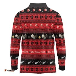 New Zealand Darts Christmas Long Sleeve Polo Shirt Merry Xmas Aotearoa Maori Red LT14